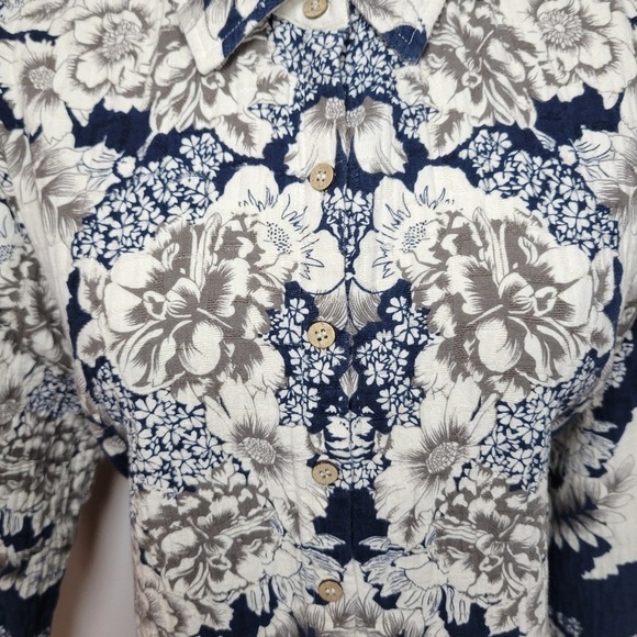 Soft Surroundings Floral Long Sleeve Button Shirt Size Large Petite Vacation - Picture 4 of 12